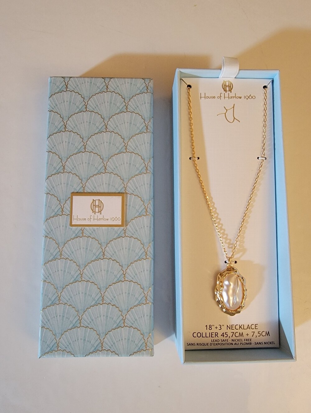 House of Harlow 1960 Baroque Style Faux Pearl with Gold Tones Necklace
